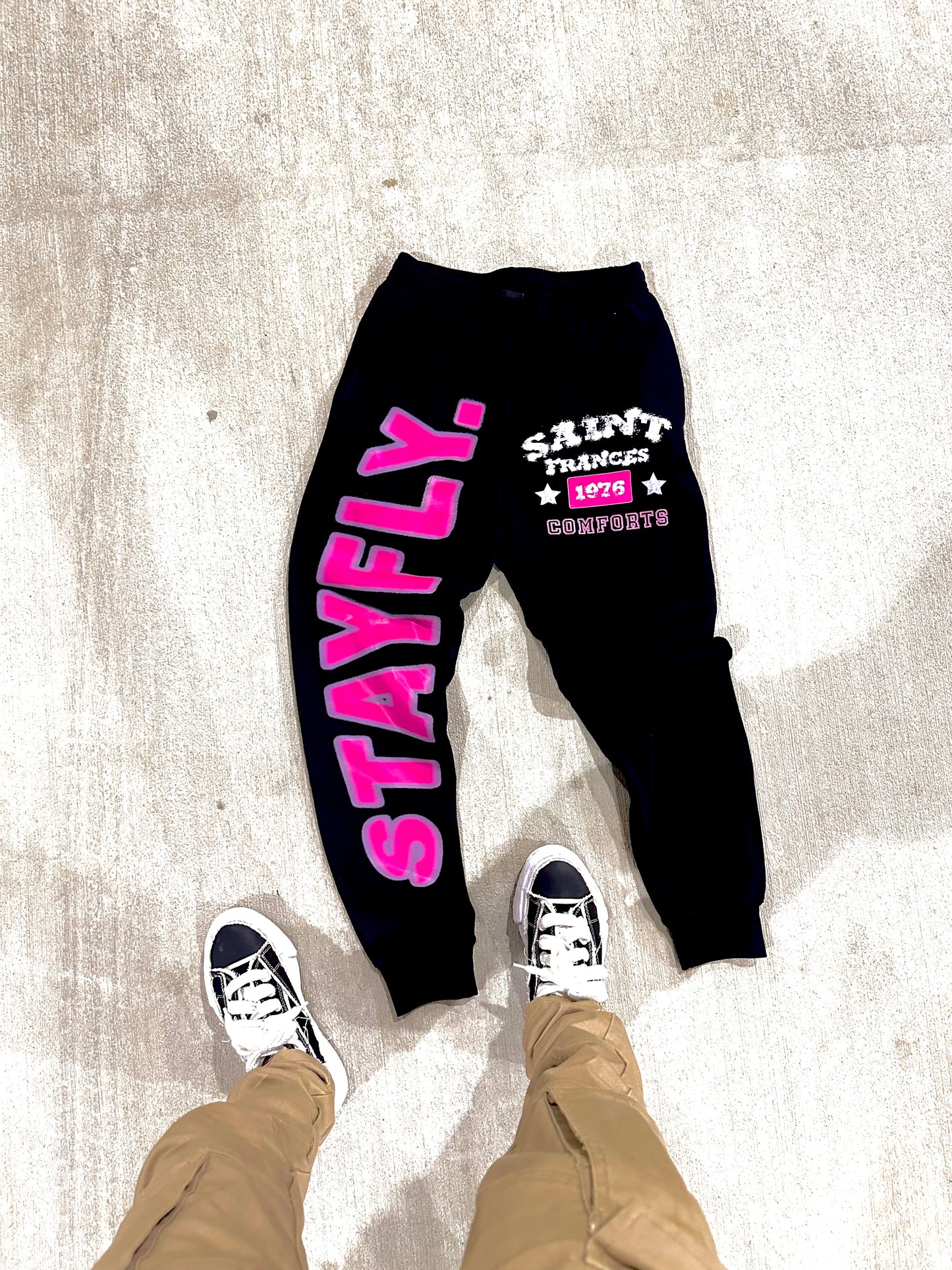 Black “STAYFLY” Joggers