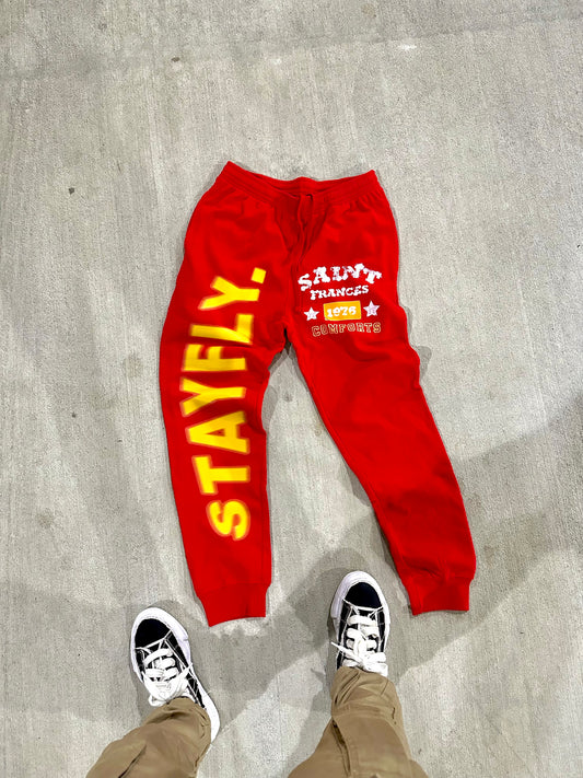 Red “COMFORTS” Joggers